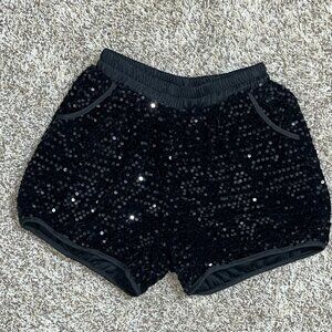 NWOT Black Sequin Party Shorts Small | Elastic Waist Night Out Holiday‎